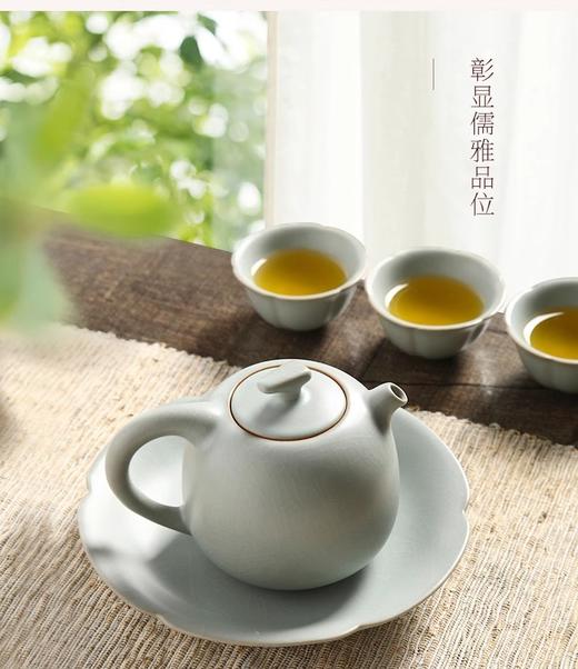 陆宝陶瓷汝窑单壶家用茶壶宋汝窑瓷器天青色汝窑功夫茶具陆宝汝窑圆珠壶天青色 商品图2