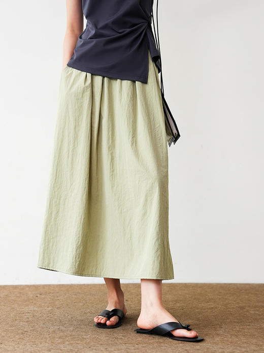 元气多巴胺透气抗皱微皱肌理松紧腰休闲山本半裙 商品图7