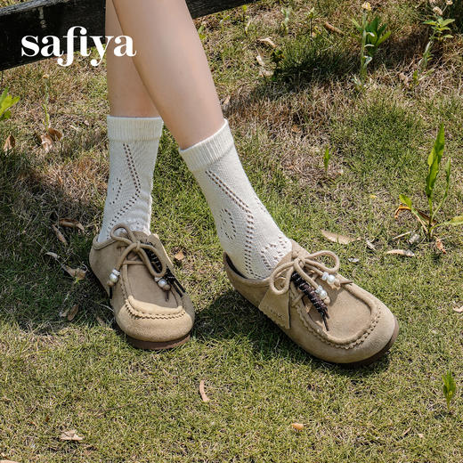 Safiya/索菲娅2025复古袋鼠鞋系带休闲外穿百搭厚底包头勃肯拖SFD3110076 商品图6