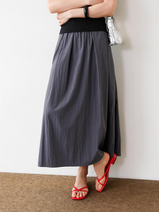 元气多巴胺透气抗皱微皱肌理松紧腰休闲山本半裙 商品图11