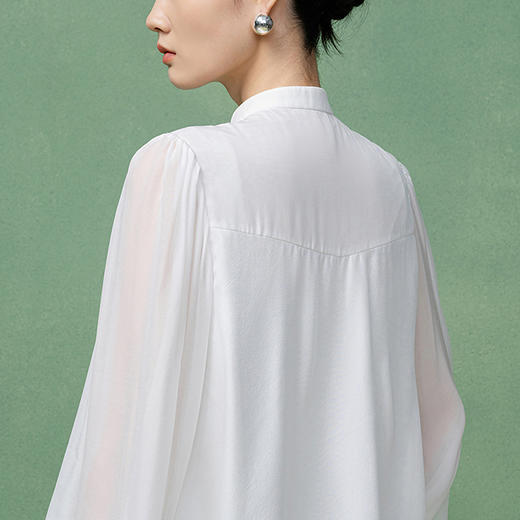 【林栖设计小店】桑蚕丝衬衣褶皱肌理气质2025早秋新款上衣女1953036 商品图7