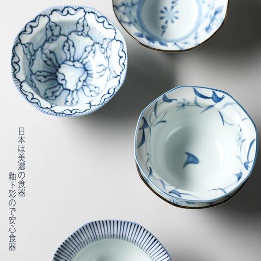 日本美浓烧进口八角醋碟酱料碟小钵碗日式手绘异型甜品碗零食点心碗深碟八角酱料小钵12*5.5cm青瓷味碟9*4cm 商品图2