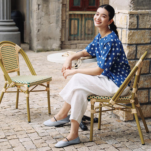 绽放372朵/【多巴胺·波普T】高密棉波点印花圆领连身袖中袖T恤女 商品图2
