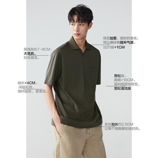 棉仓353802012-三醋酸宽松廓型落肩V领半开襟POLO 商品图3
