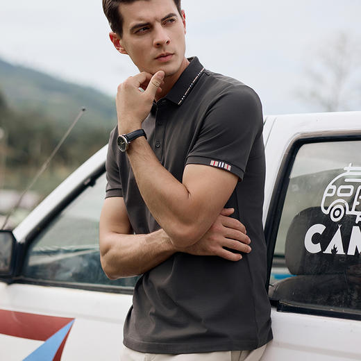 范可思高端BA宝莉间边Polo衫男士夏季高端商务休闲翻领薄款T恤衫休闲爸爸装上衣#2252 商品图4