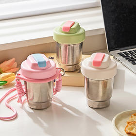 摩登主妇纯钛保温杯2025新款女生高颜值咖啡杯外出便携吸管水杯子