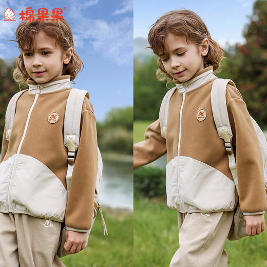 棉果果秋季新品男童荒漠棕色防风双面绒外套M312100425455 商品图0