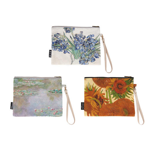 英国国家美术馆向日葵化妆包 波士顿美术博物馆大师系列莫奈睡莲便携手拿包 物兮物大师系列梵高鸢尾花便携手拿包 商品图4