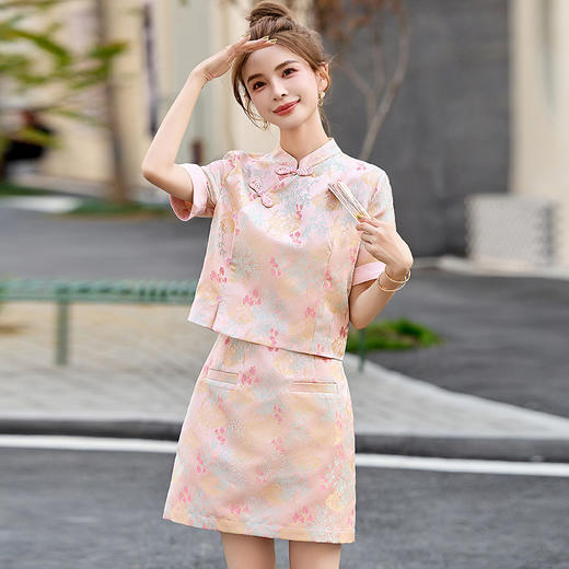 新中式国风复古，盘扣套装裙年轻款减龄ZYQ2528 商品图0