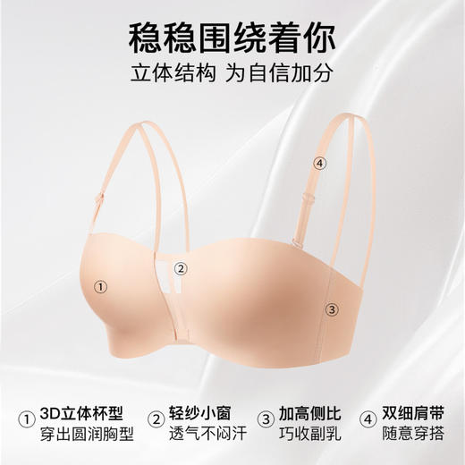 流光玉霞 文胸(VIP) 【粉底液 隐形抹胸】防滑无痕半杯上托小胸聚拢内衣 商品图2