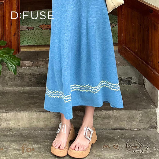 Dfuse迪芙斯2025夏季新款木纹拖鞋耀眼钻扣仙女风坡跟凉拖DFD2110001 商品图13