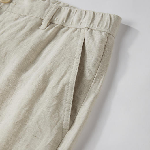 棉仓343818021-微宽松雨露麻开口松紧腰直筒休闲裤 商品图3