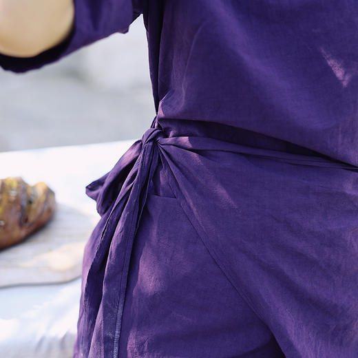 绽放398朵/【多巴胺系列】酵素洗汉麻棉短袖系带收腰设计感连衣裙 商品图3