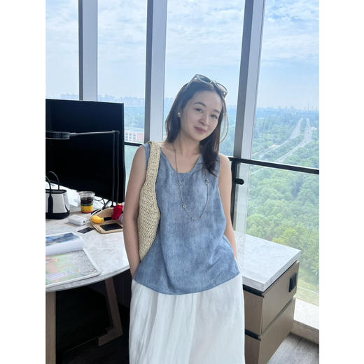 2506512    之禾 真丝背心 电力纺蓝色 商品图4