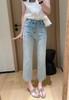 土耳其四面弹面膜法棍裤清风蓝薄软九分毛边直筒牛仔裤 商品缩略图3