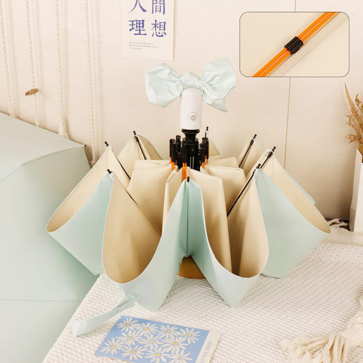 小清新治愈系彩胶自动折叠太阳伞 高颜值防晒晴雨伞 商品图1