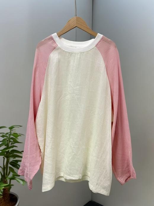 今日推荐-（微瑕）设计师插肩袖亚麻长袖T恤-喜出 商品图0