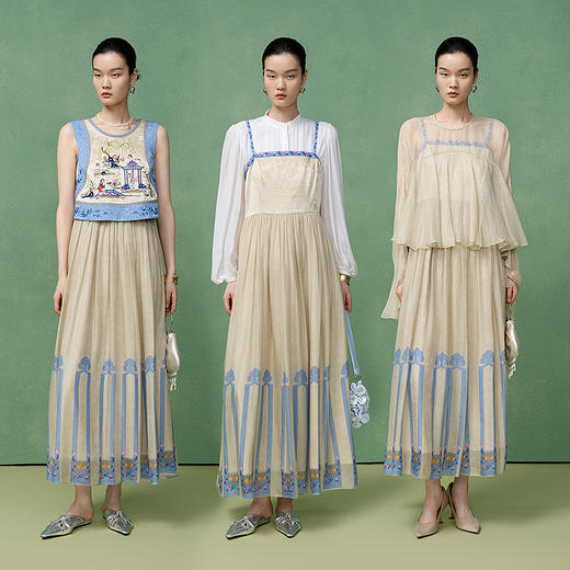 【林栖设计小店】绣花连衣裙新中式2025早秋新款吊带长裙女1952134B 商品图2