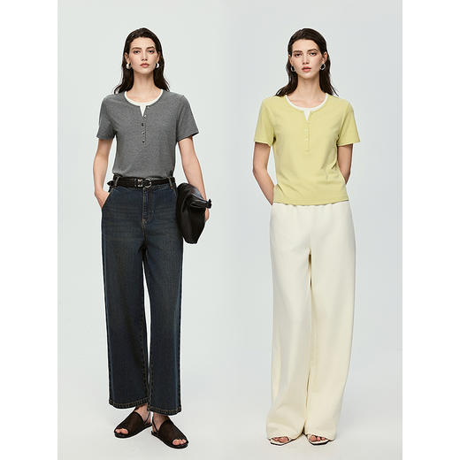 棉仓363601071-初棉肌底罗纹假两件T恤 商品图4