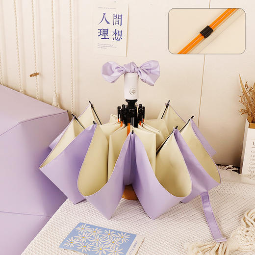 小清新治愈系彩胶自动折叠太阳伞 高颜值防晒晴雨伞 商品图0