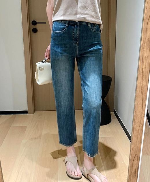 土耳其四面弹面膜法棍裤清风蓝薄软九分毛边直筒牛仔裤 商品图12