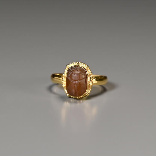 古埃及棕红玉髓圣甲虫戒指 商品图0