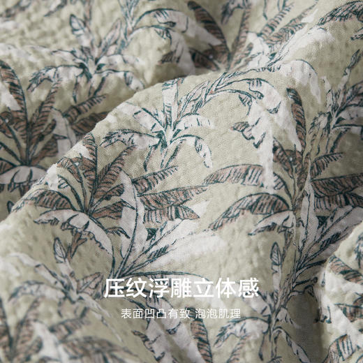 棉仓343804010-微落肩全棉泡泡纱印花短袖衬衫 商品图3