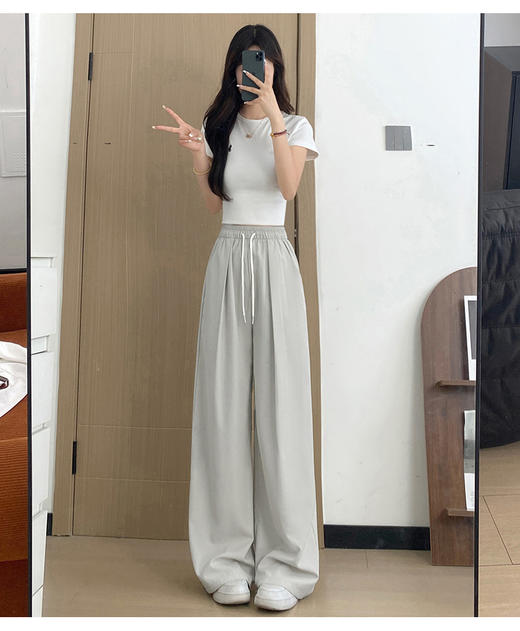 【YW】无忧购卡其冰丝阔腿裤女夏季薄款垂感山本裤宽松休闲速干运动裤Z606（截单后3-5天发货） 商品图4