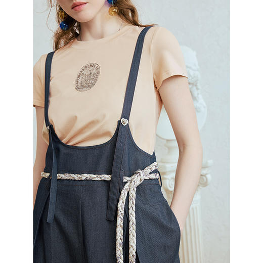 两三事梵高文艺 旷野见山 2025夏新款休闲印花麻花腰带连体裤女 商品图2