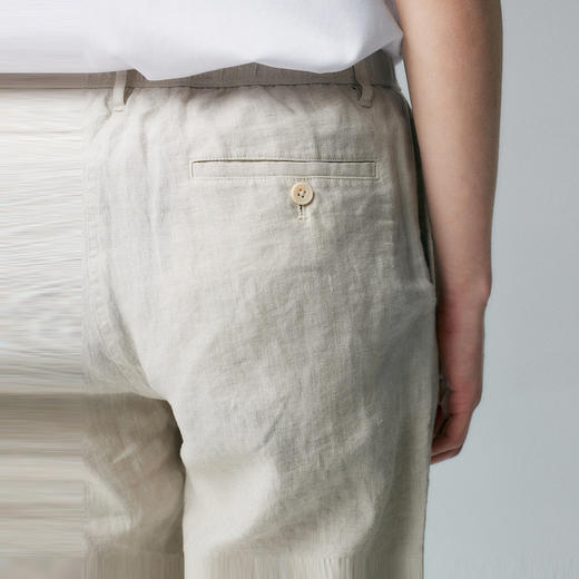 棉仓343818021-微宽松雨露麻开口松紧腰直筒休闲裤 商品图2