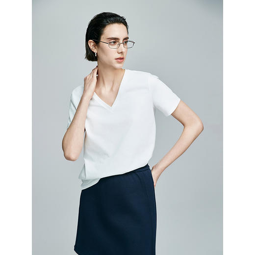 棉仓363601055-初棉V领正肩-60S液氨T恤 商品图1