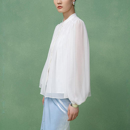 【林栖设计小店】桑蚕丝衬衣褶皱肌理气质2025早秋新款上衣女1953036 商品图5
