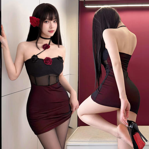 霏慕 暗夜红玫火辣吸睛包臀裙 商品图7
