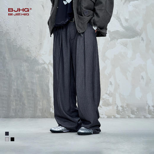 BJHG不计后果休闲裤子男款秋季潮牌2025新款美式复古宽松西装裤 商品图0