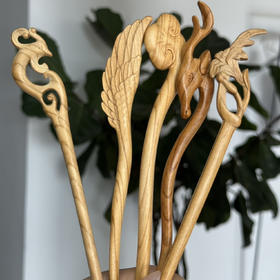 【陌上桃木系列--桃木发簪】纯桃木制作，满满寓意，全束发，半束发皆可承载着极其丰富的文化内涵和象征意义