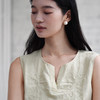 绽放315朵/【多巴胺系列·青柠】亚麻茶花盘带绣V领无袖背心吊带 商品缩略图3