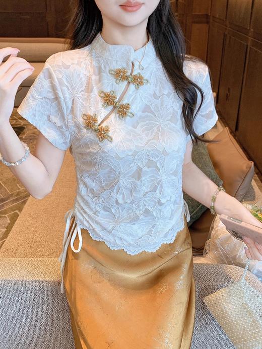 张心子【花影随行】气质蕾丝新中式盘扣旗袍上衣 U2506014 商品图12
