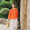 绽放女装370朵/【多巴胺系列·橘子汽水】亚麻开衩抽绳设计感衬衫 商品缩略图2