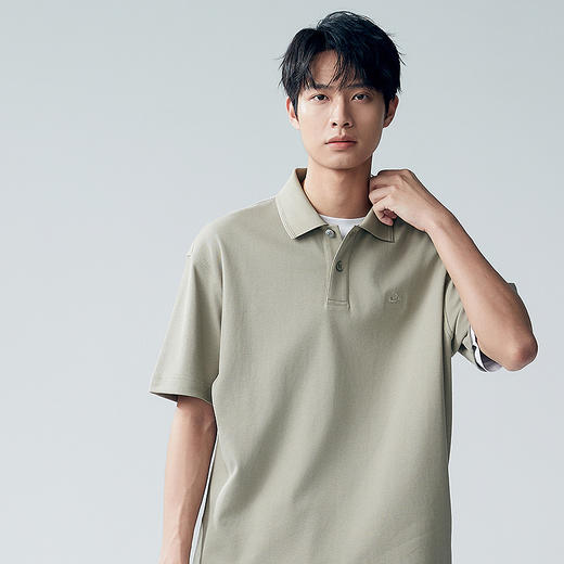 棉仓353802018-液氨双面大珠地宽松廓型落肩小绣花POLO 商品图0