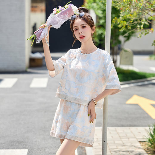 2025年新款夏季时尚气质时尚洋气质显瘦漂亮一整套休闲套装WQE8908MX 商品图0