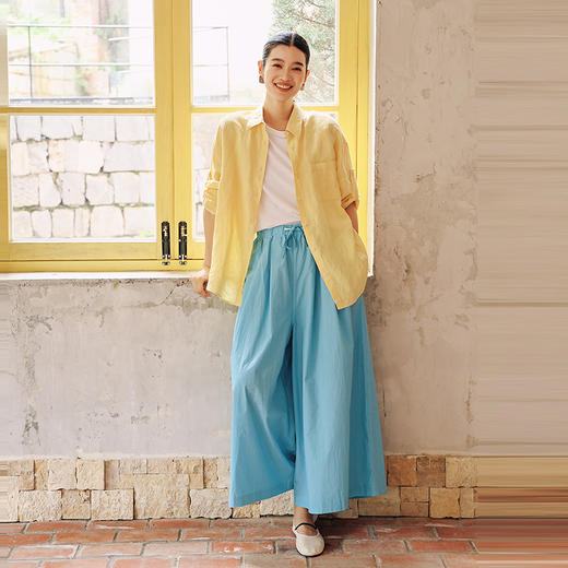 绽放女装365朵/【多巴胺系列·艺术家】高密棉松紧腰九分阔腿裤女 商品图1