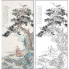 任重山水人物工笔画白描底稿《东篱嗅菊图》临摹勾线高清打印稿RD79 商品缩略图0