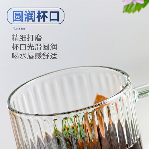 乐美雅（Luminarc）玻璃杯带把手茶杯钢化玻璃咖啡杯高颜值微波炉可用条纹杯500ml*2只装_MW 商品图5