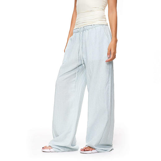 【178元任选3件】FDR官方店 凉感天丝麻透气休闲裤女低腰垂感阔腿裤宽松直筒长裤子 商品图2