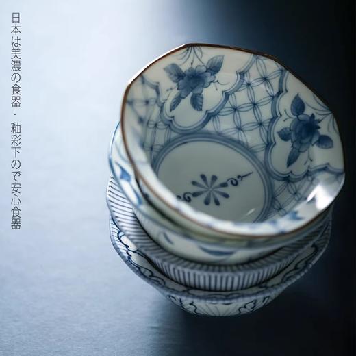 日本美浓烧进口八角醋碟酱料碟小钵碗日式手绘异型甜品碗零食点心碗深碟八角酱料小钵12*5.5cm青瓷味碟9*4cm 商品图5