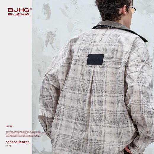 BJHG不计后果复古衬衫男秋季2025新款潮牌拼皮设计感痞帅衬衣外套 商品图2