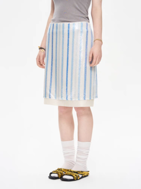 local tag/It25ssk42/蔚蓝海岸闪片条纹半裙