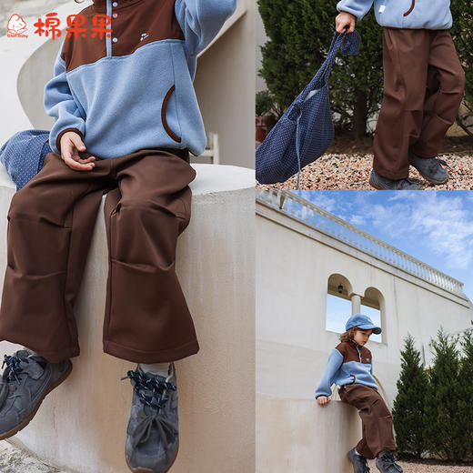 棉果果秋季新品男童柳木棕色冲锋裤M312200425467 商品图0