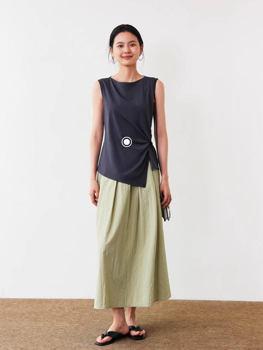 元气多巴胺透气抗皱微皱肌理松紧腰休闲山本半裙 商品图10