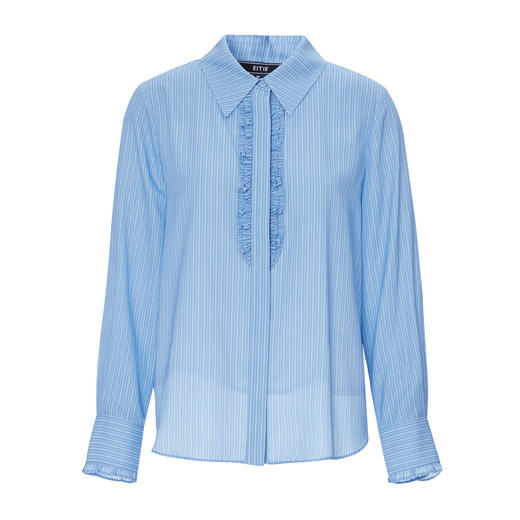 【清爽蓝条纹花边衬衫】EITIE爱特爱气质通勤直筒显瘦秋新款C2509810 商品图5